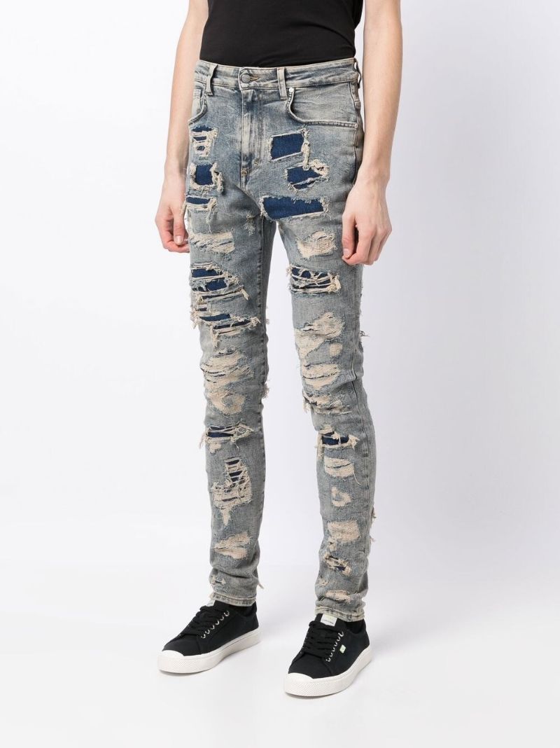 Blue Distressed Slim-fit Jeans