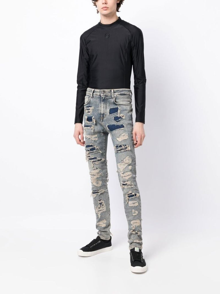 Blue Distressed Slim-fit Jeans