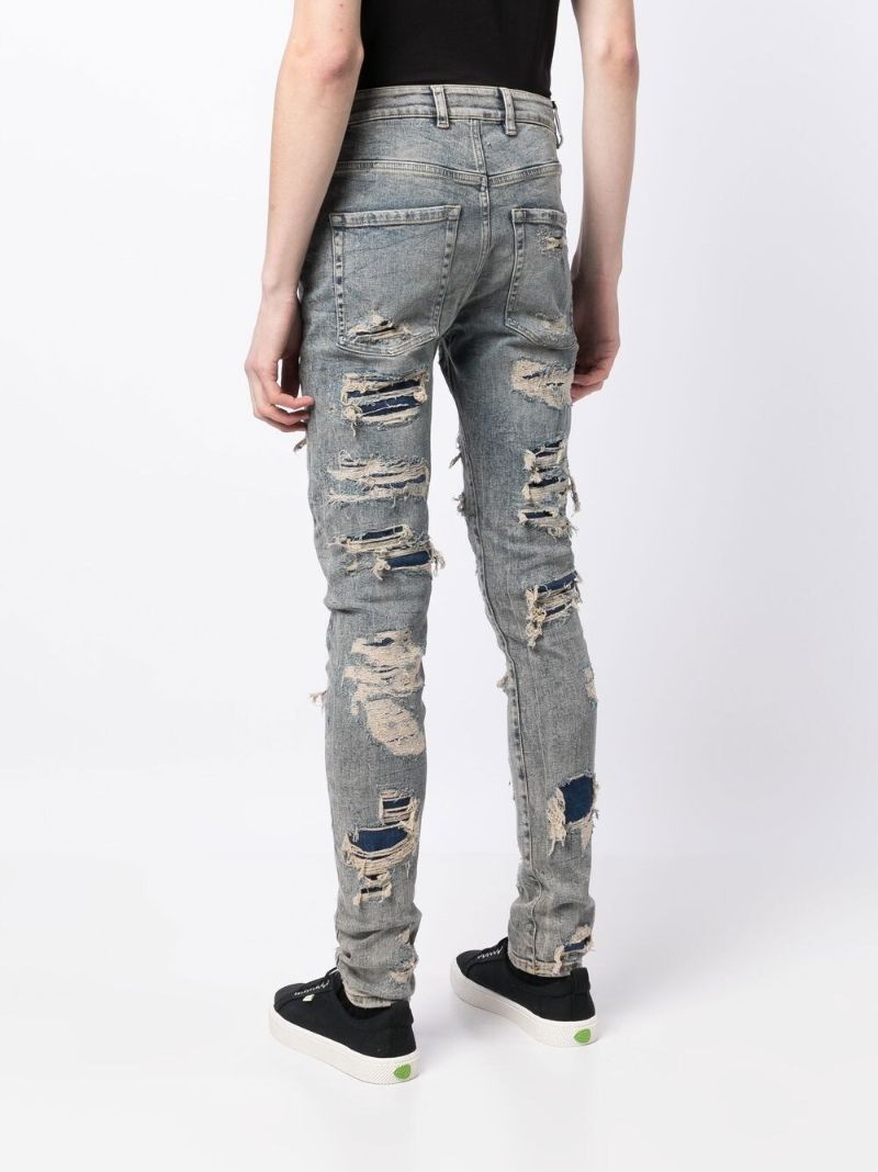 Blue Distressed Slim-fit Jeans