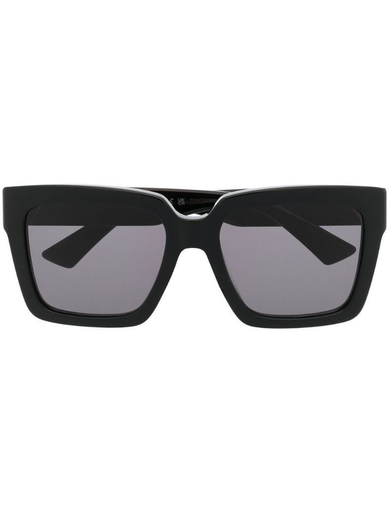 Black Logo Plaque Square-frame Sunglasses