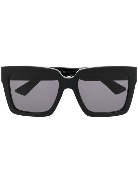 Black Logo Plaque Square-frame Sunglasses