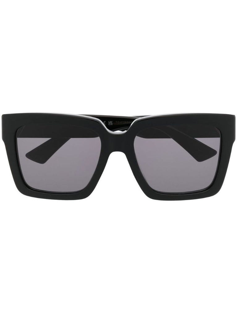 Black Logo Plaque Square-frame Sunglasses
