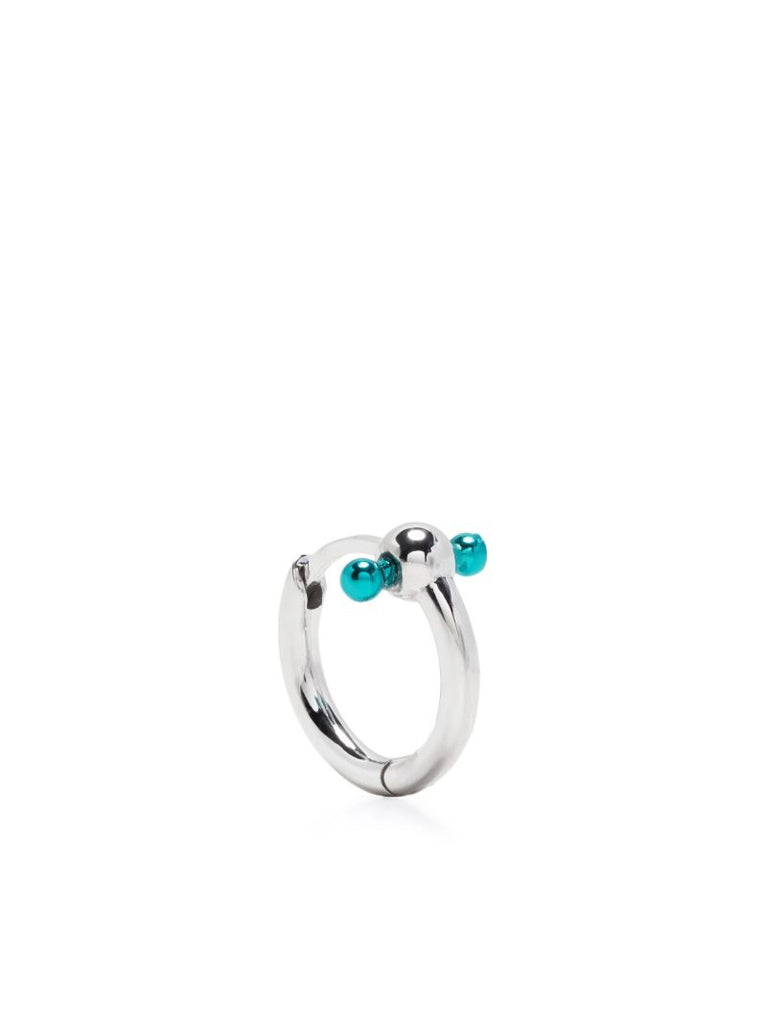 18k White Gold Blue Bar Mini Single Hoop Earring