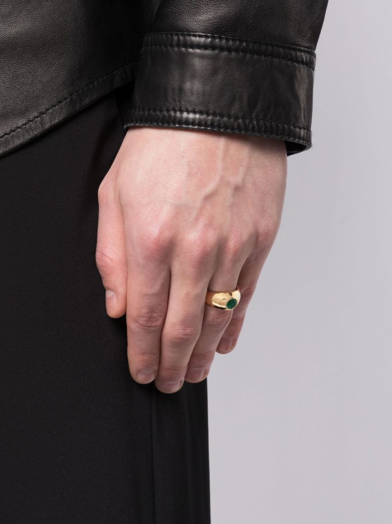 18k Yellow Gold Emerald Dome Ring