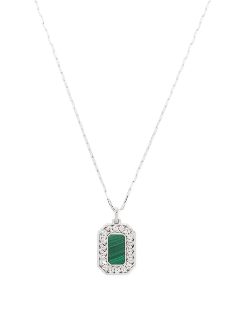 18k White Gold Malachite Necklace