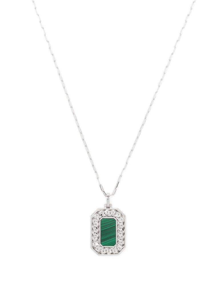 18k White Gold Malachite Necklace