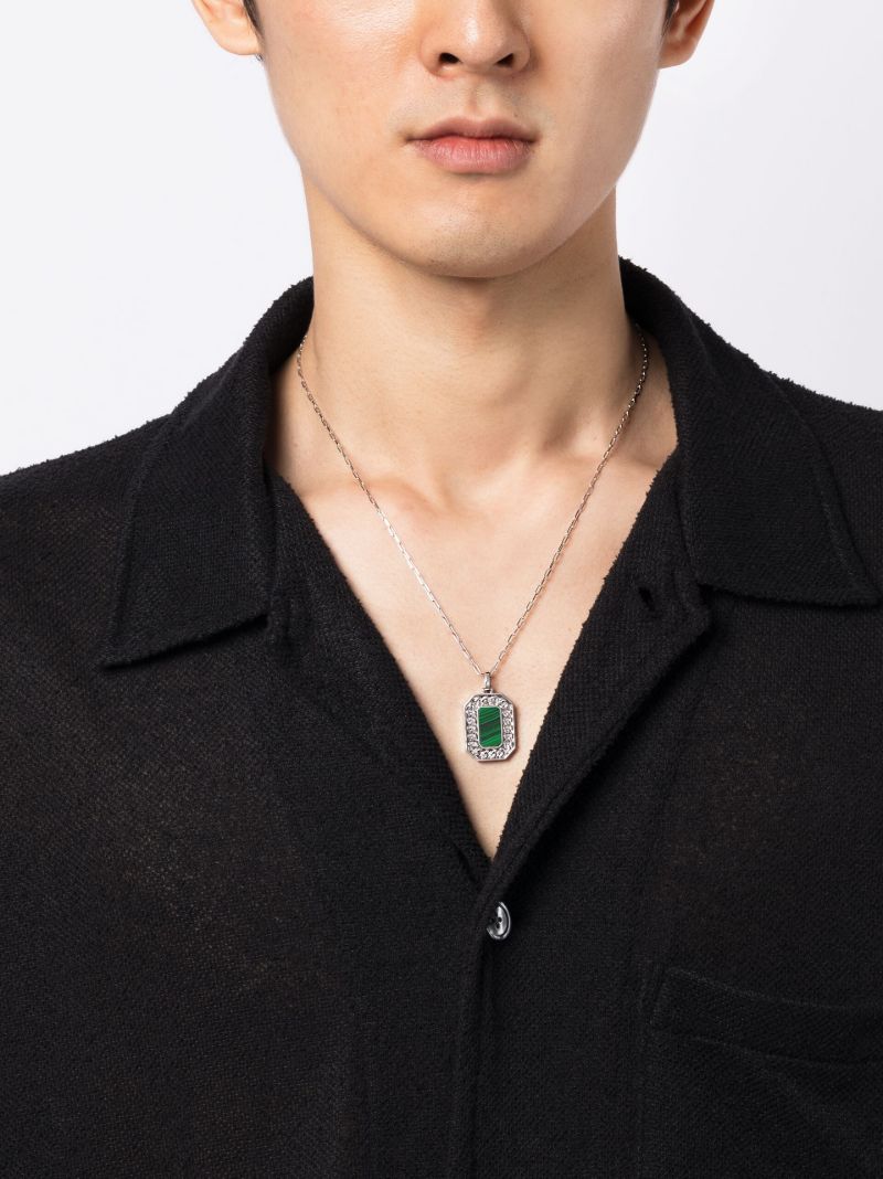 18k White Gold Malachite Necklace
