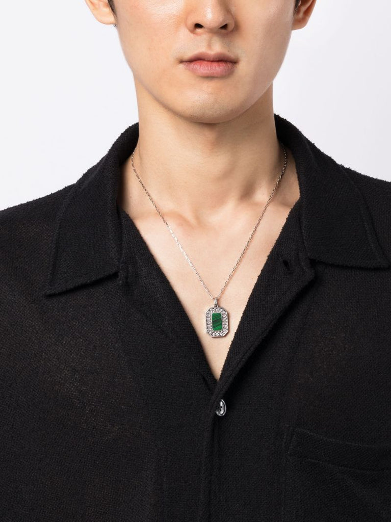 18k White Gold Malachite Necklace