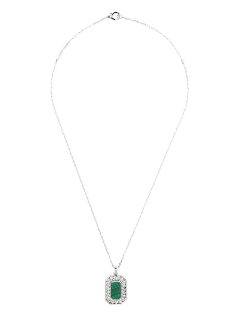 18k White Gold Malachite Necklace
