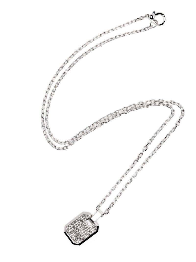 18k White Gold Nameplate Diamond Necklace