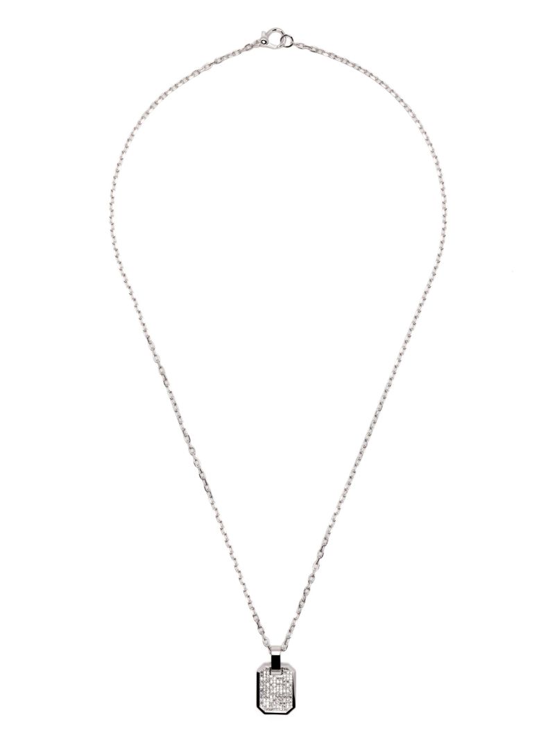 18k White Gold Nameplate Diamond Necklace