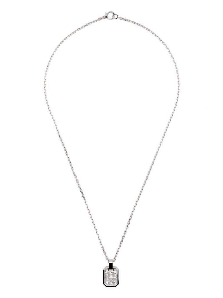 18k White Gold Nameplate Diamond Necklace