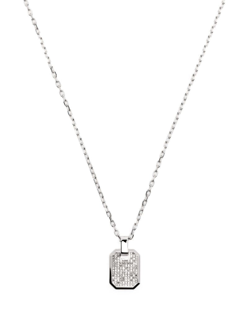 18k White Gold Nameplate Diamond Necklace