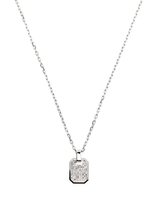18k White Gold Nameplate Diamond Necklace