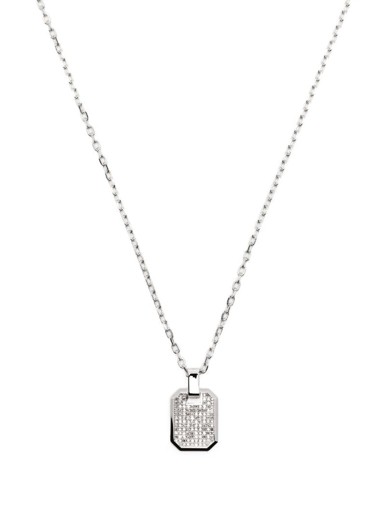 18k White Gold Nameplate Diamond Necklace