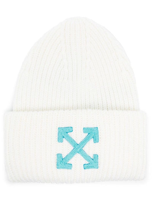 White Arrows Motif Wool Beanie