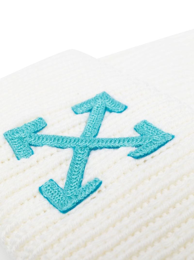 White Arrows Motif Wool Beanie