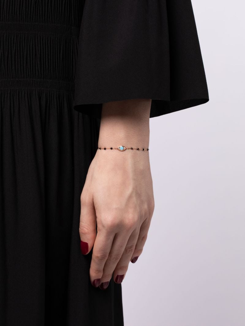 18k Yellow Gold Evil Eye Turqoise and Diamond Bracelet