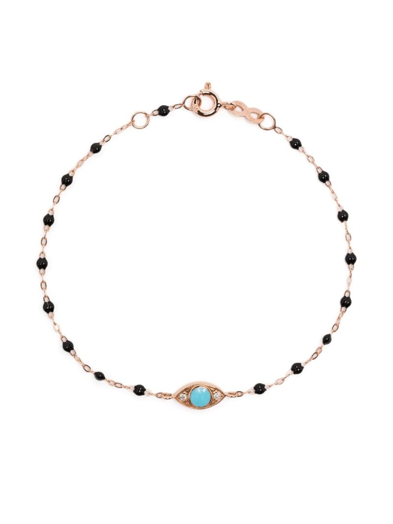 18k Yellow Gold Evil Eye Turqoise and Diamond Bracelet