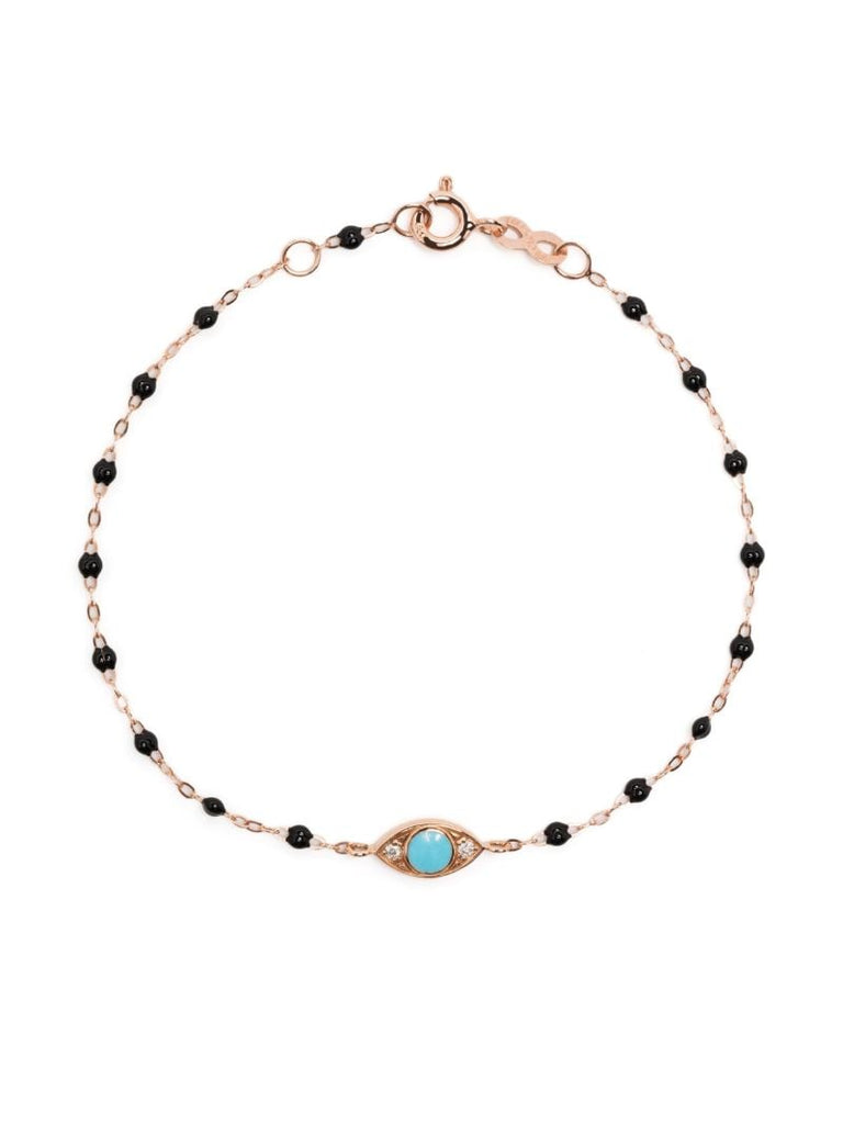 18k Yellow Gold Evil Eye Turqoise and Diamond Bracelet