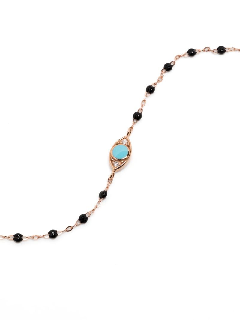 18k Yellow Gold Evil Eye Turqoise and Diamond Bracelet