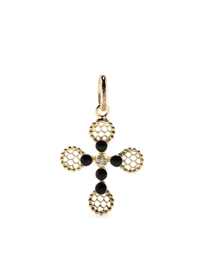 18k Yellow Gold Lace Cross Pendant