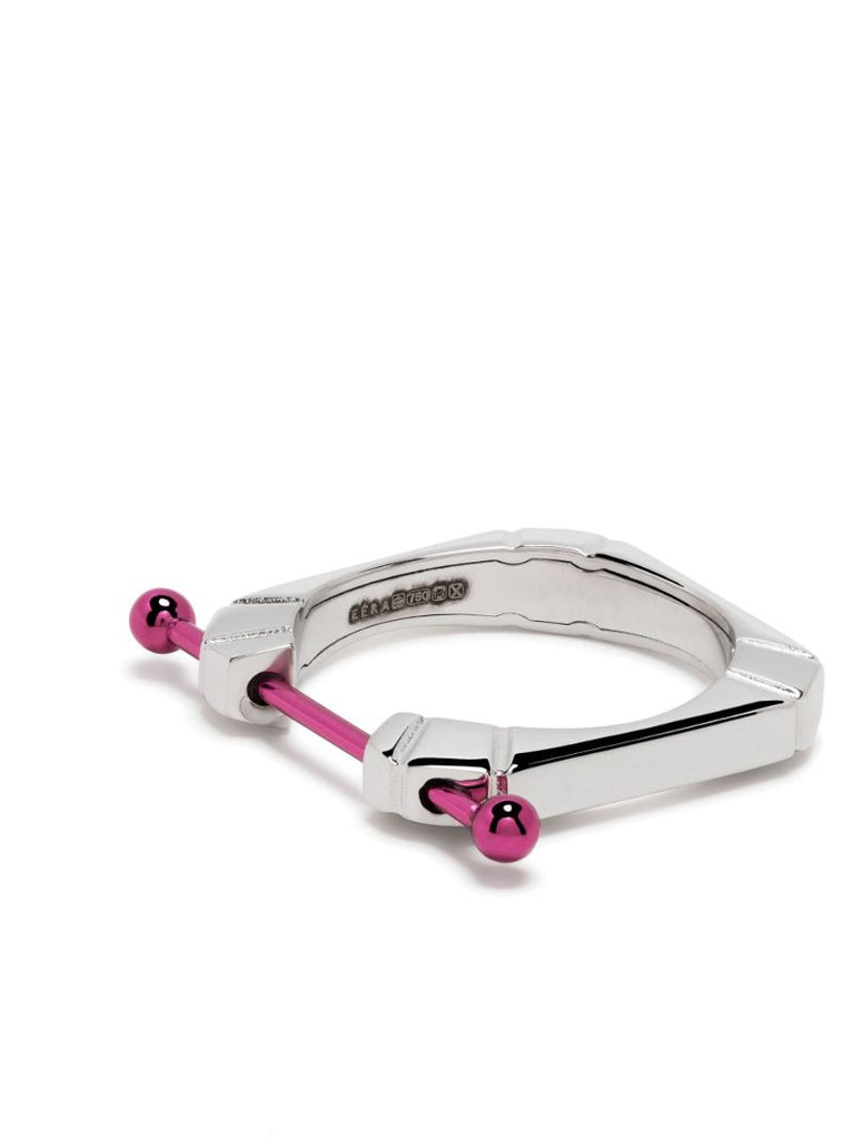 18k White Gold Square Hug Ring