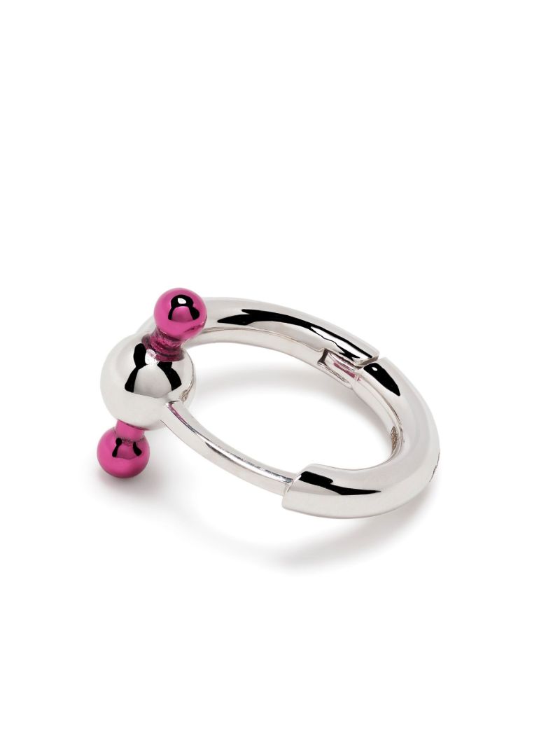 18k White Gold Pink Bar Mini Single Hoop Earring