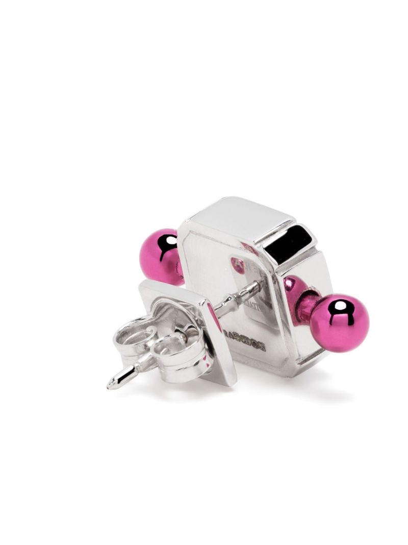 18k White Gold Square Bar Single Stud Earring