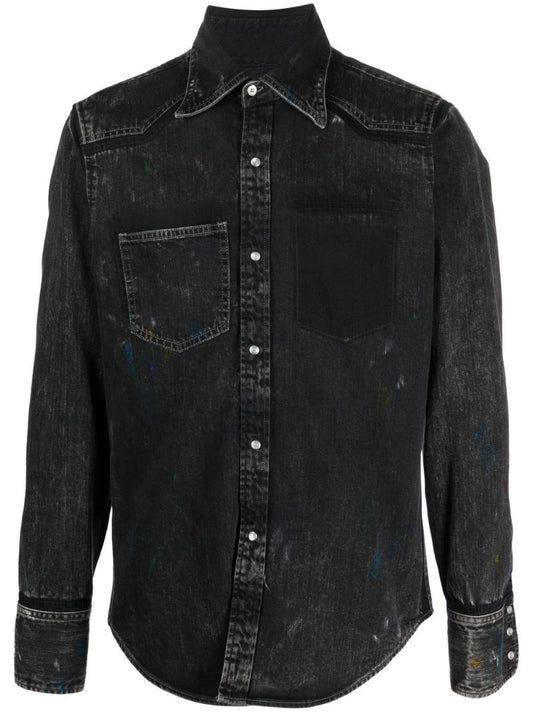 Black Point Collar Denim Shirt