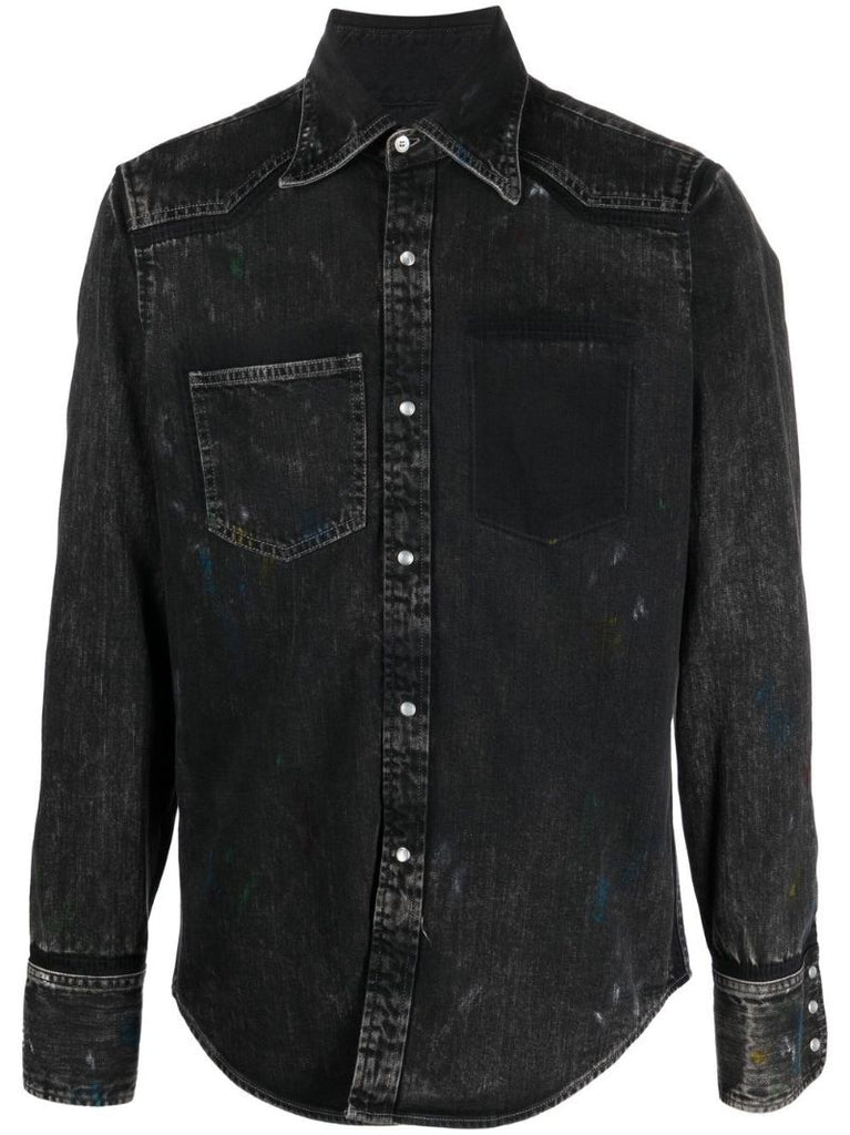 Black Point Collar Denim Shirt