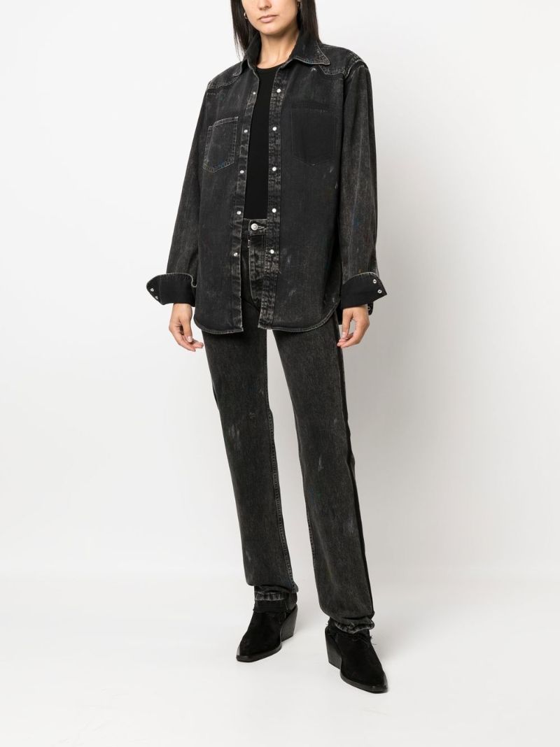 Black Point Collar Denim Shirt