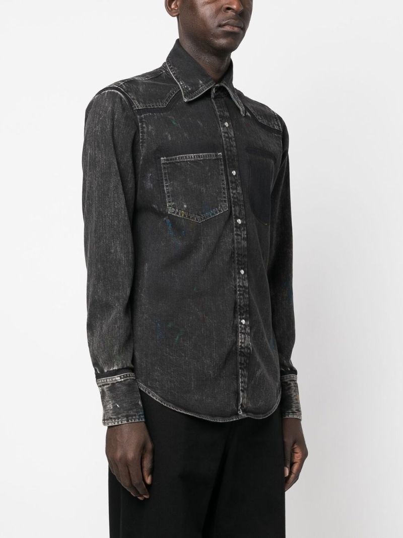 Black Point Collar Denim Shirt