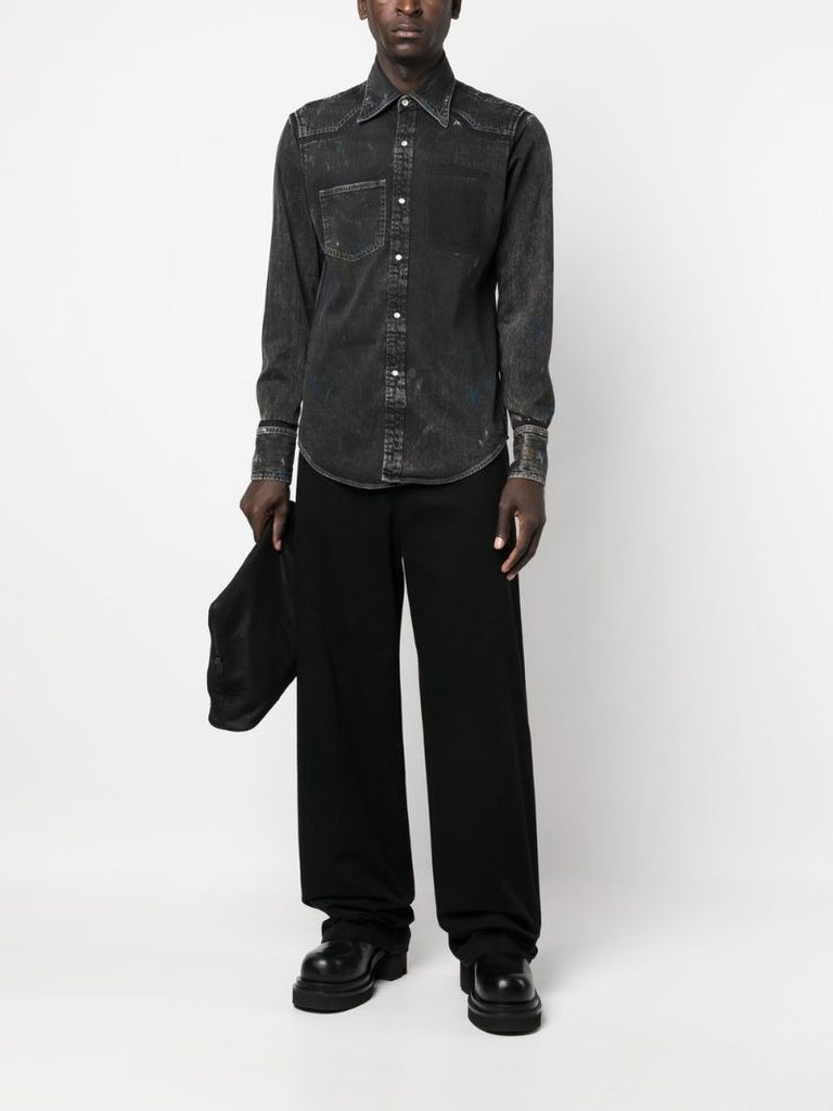 Black Point Collar Denim Shirt