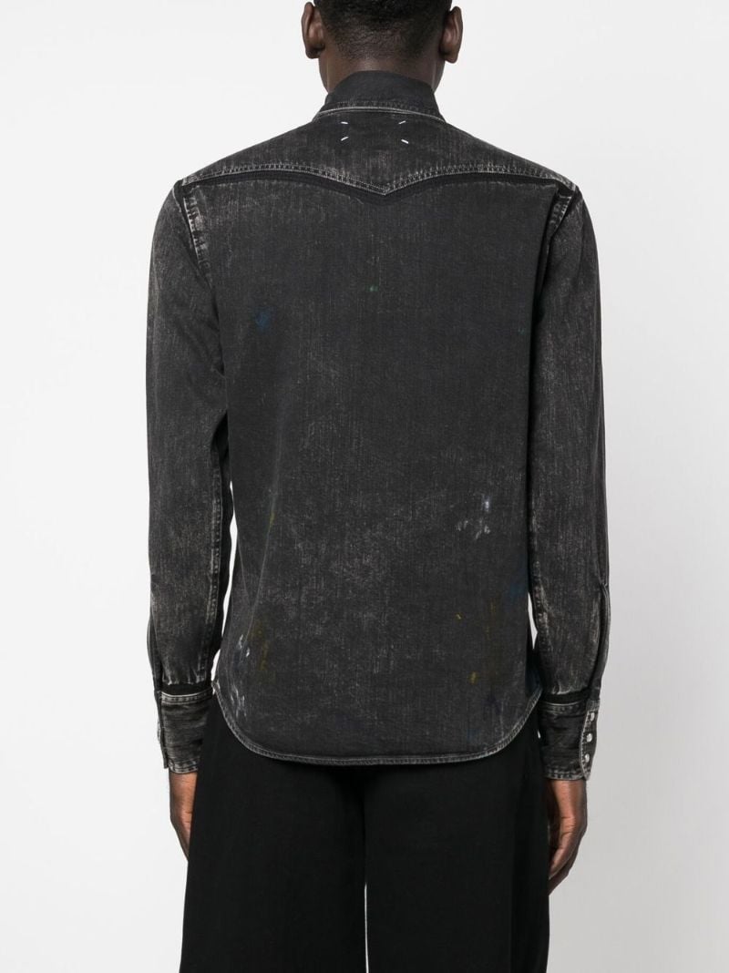 Black Point Collar Denim Shirt