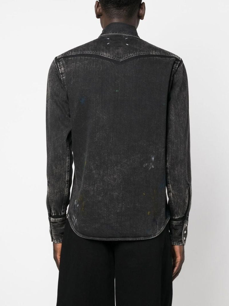 Black Point Collar Denim Shirt