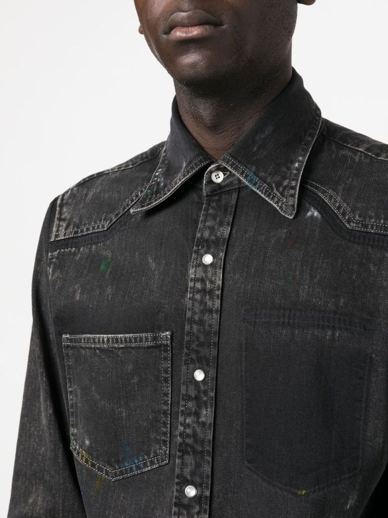 Black Point Collar Denim Shirt