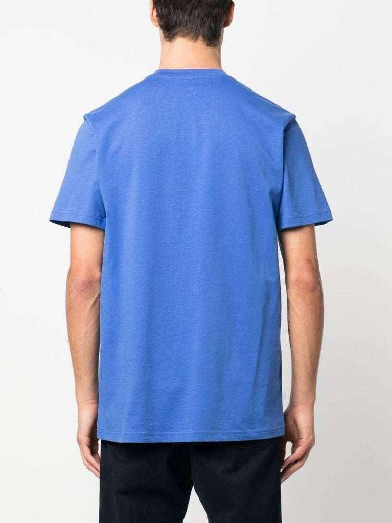 Blue Logo Print Cotton T-shirt
