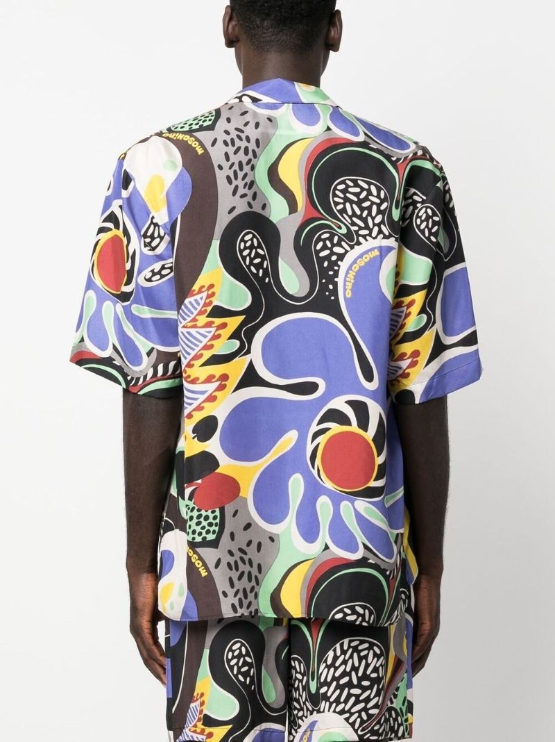 Black Graphic Print Silk Shirt