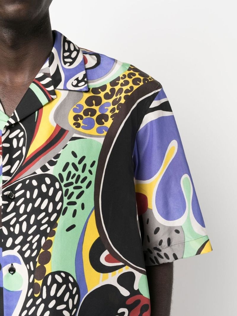 Black Graphic Print Silk Shirt