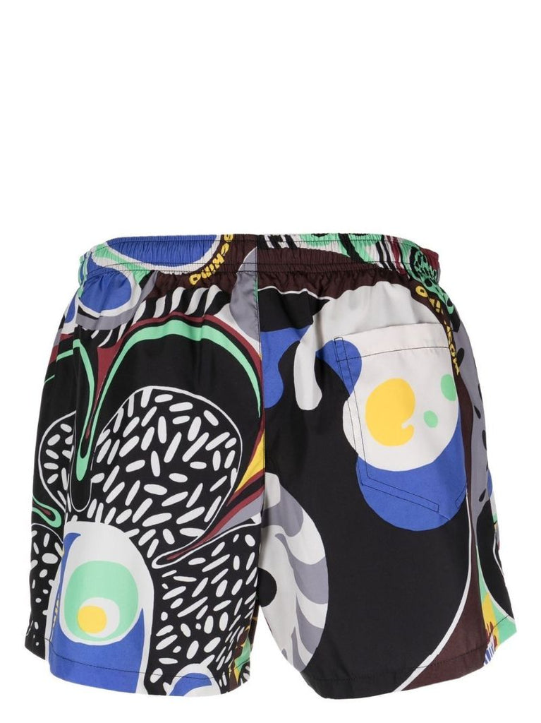 Multicolour Psychedelic Print Swim Shorts