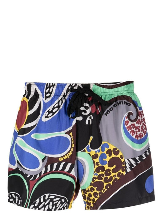 Multicolour Psychedelic Print Swim Shorts