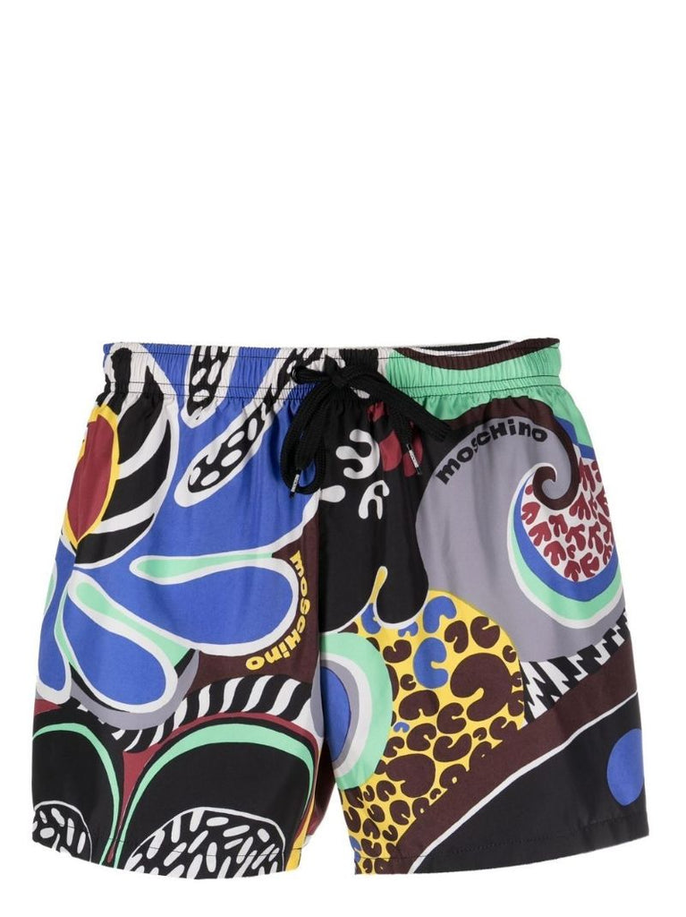 Multicolour Psychedelic Print Swim Shorts