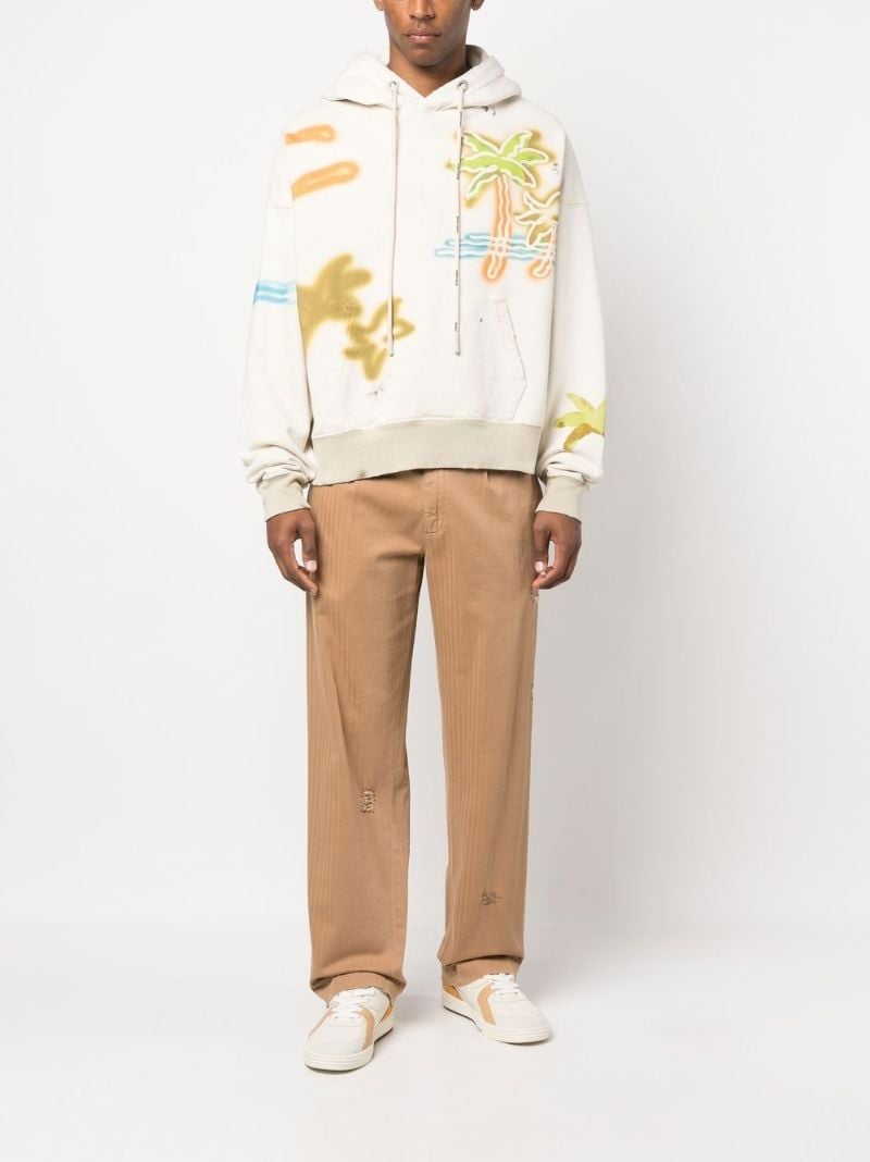 Neutral Palm Neon Cotton Hoodie