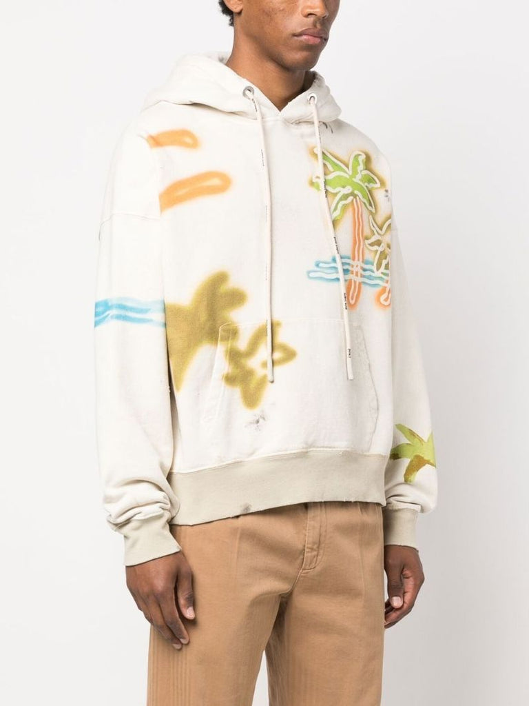 Neutral Palm Neon Cotton Hoodie