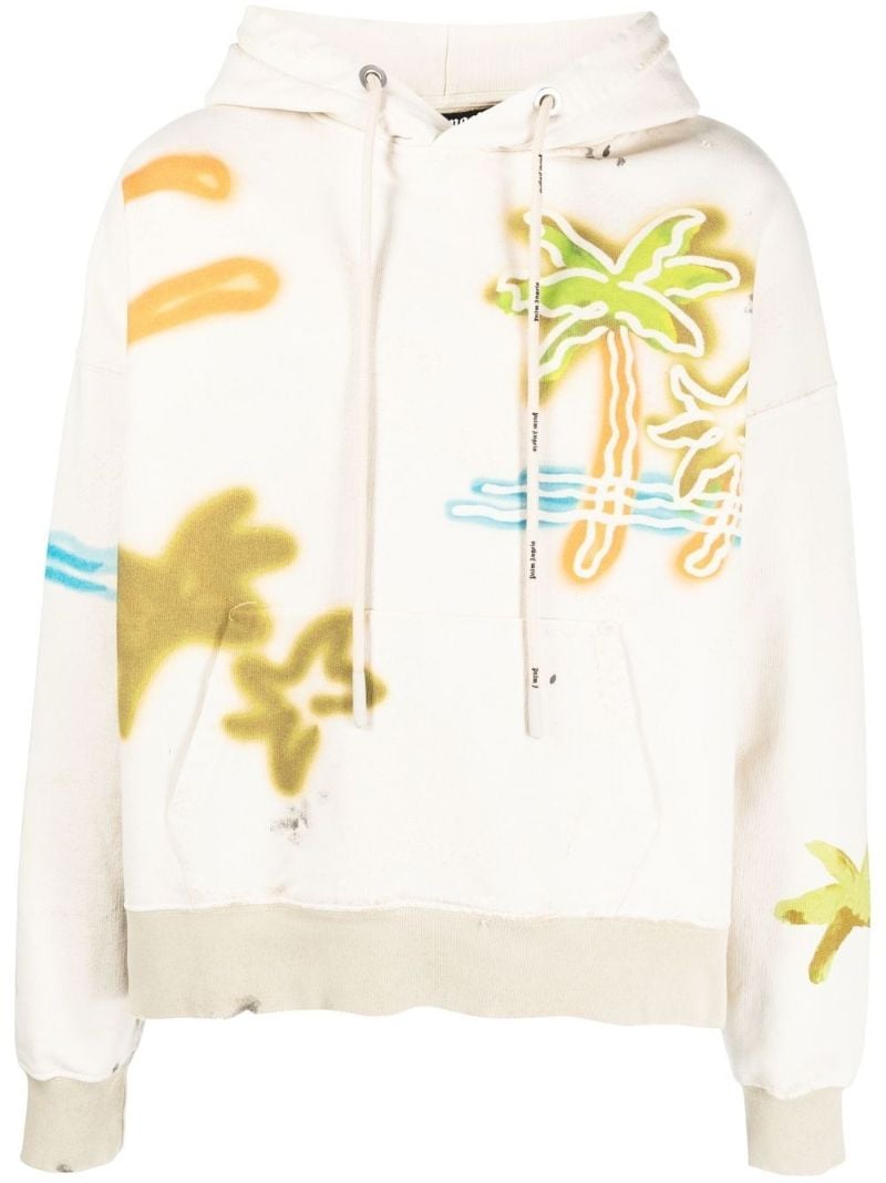 Neutral Palm Neon Cotton Hoodie
