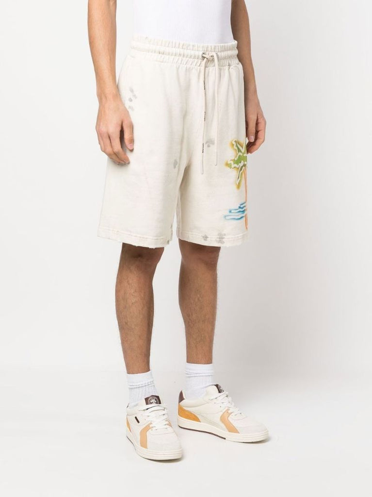 Neutral Palm Neon Track Shorts