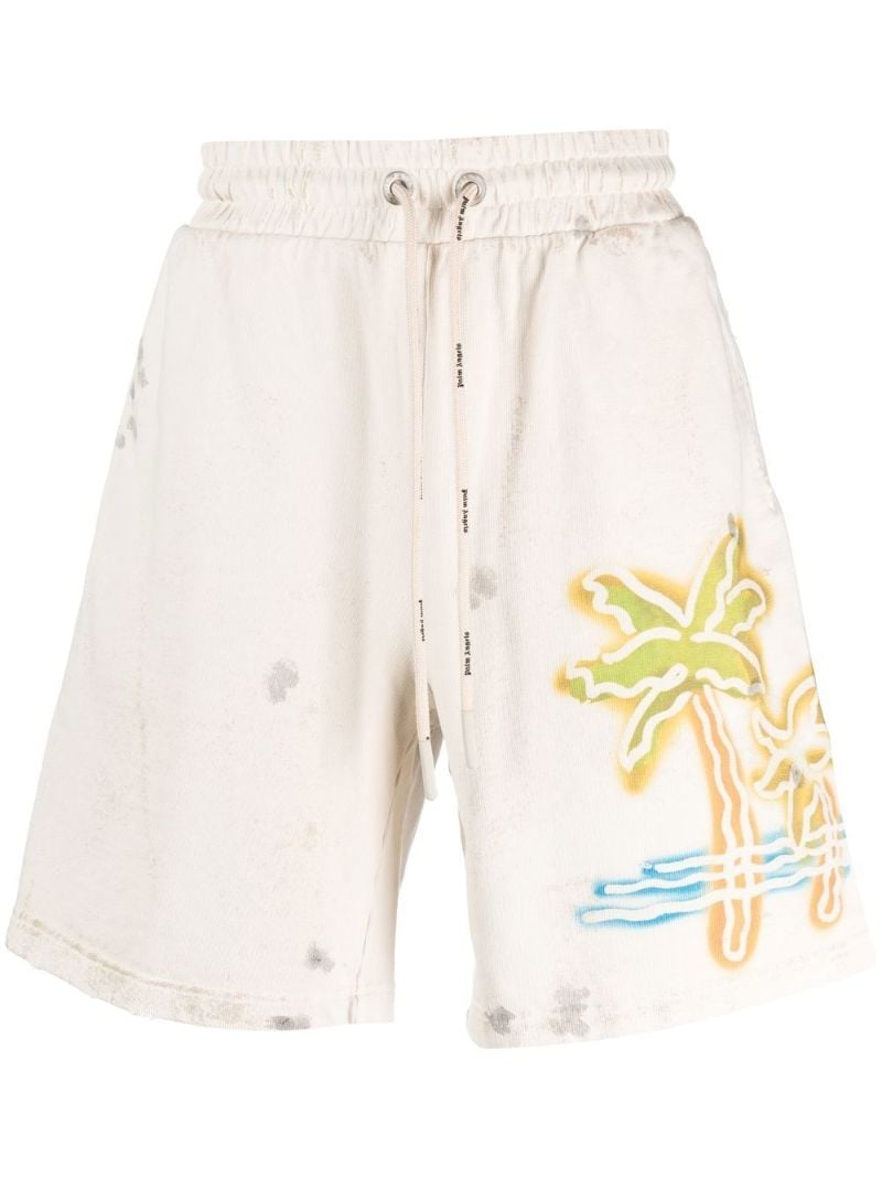 Neutral Palm Neon Track Shorts
