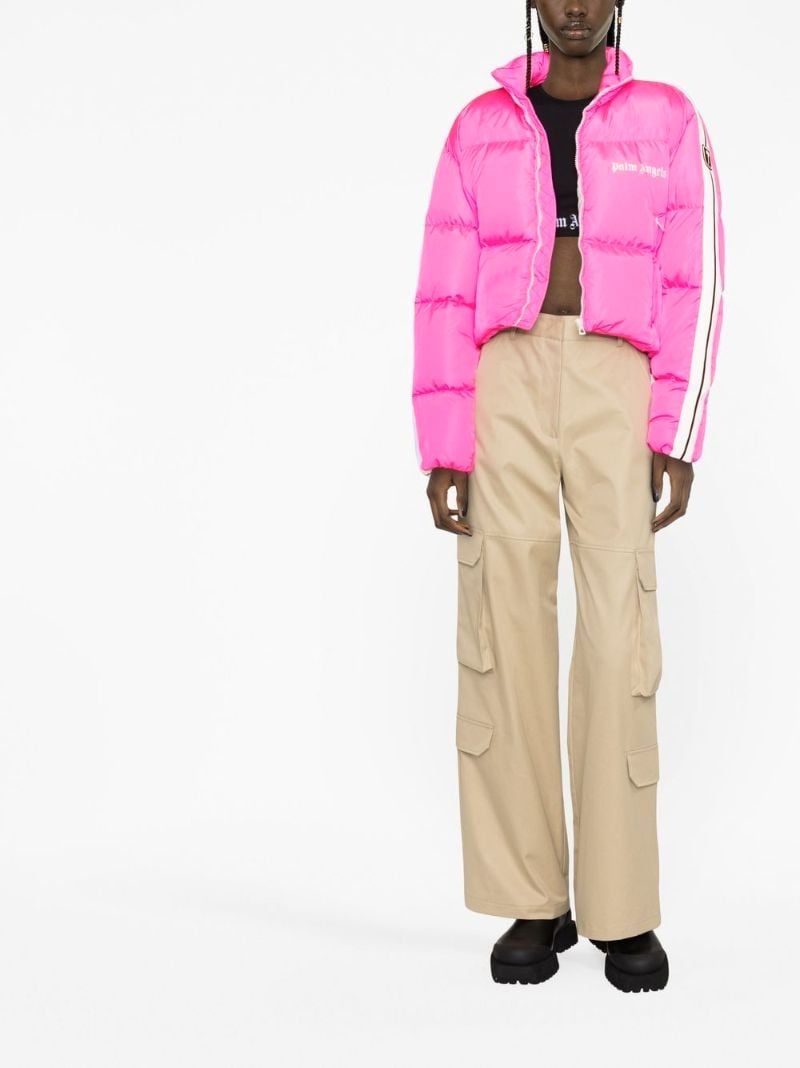 Pink Logo Print Puffer Jacket