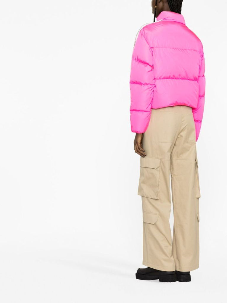 Pink Logo Print Puffer Jacket